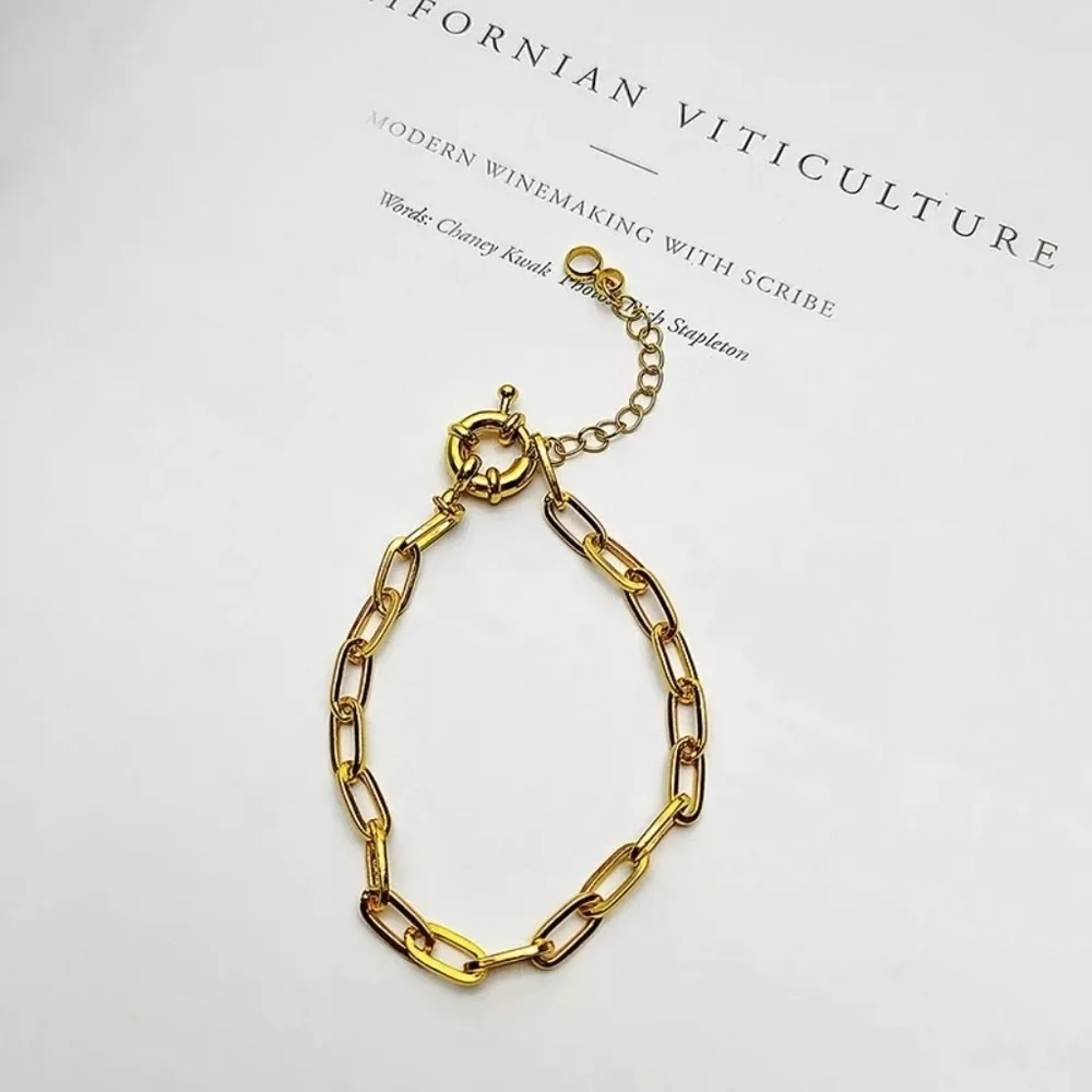 NEW 14k‎ Gold-Plated Paperclip Adjustable Bangle Bracelet